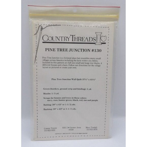 Country Threads "Pine Tree Junction" Quilt Pattern NOS VTG 1988 - Picture 2 of 2
